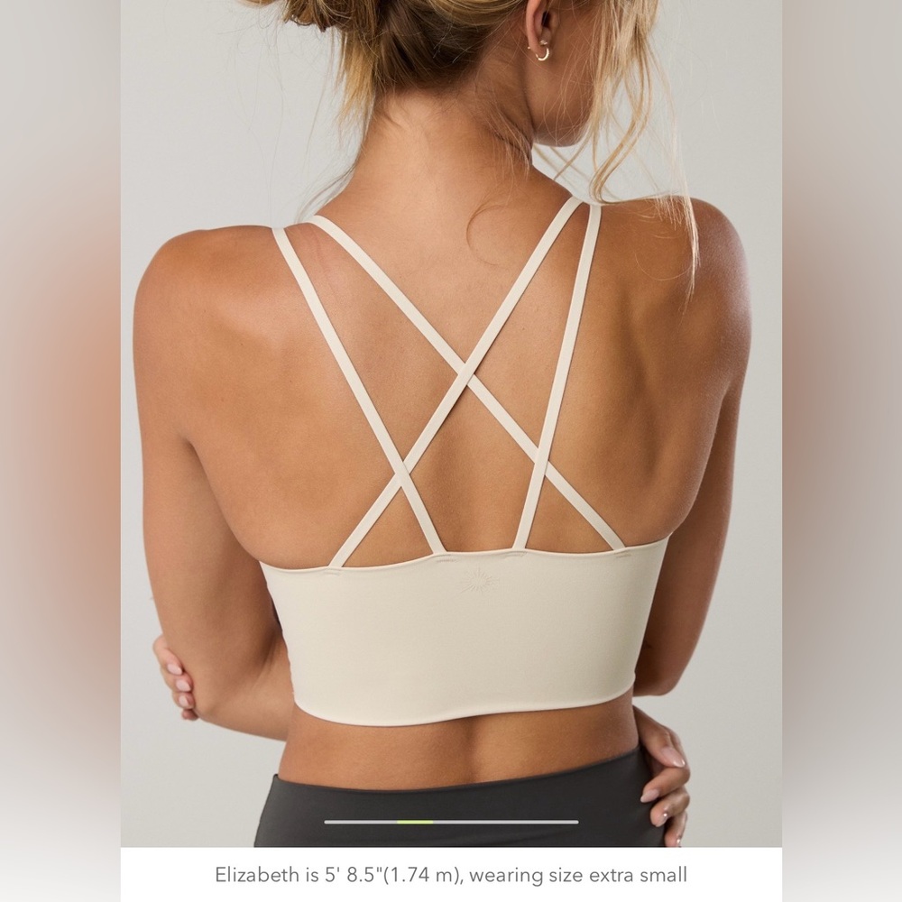 BNWT OFFLINE By Aerie Real Me Hold Up! Strappy Sports Bra in Beach Dune Color - Picture 3 of 16
